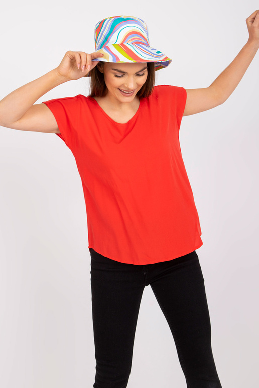 Raudona kasdienė palaidinė su apvalia... Raudona kasdienė palaidinė su apvalia...