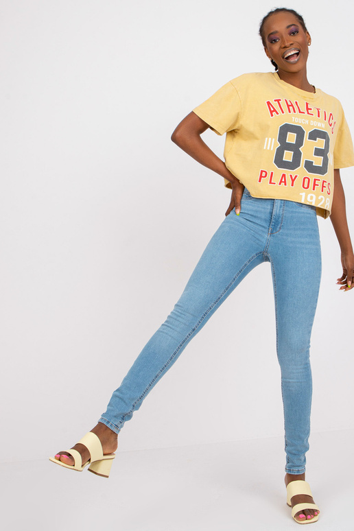 Mėlynos moteriškos siauros džinsinės...