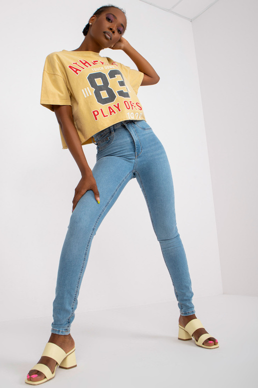 Mėlynos moteriškos siauros džinsinės...