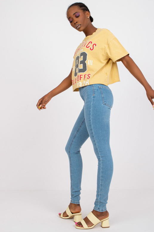 Mėlynos moteriškos siauros džinsinės...