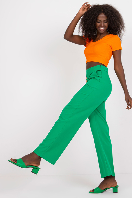 Žalios elegantiško audinio kelnės su...