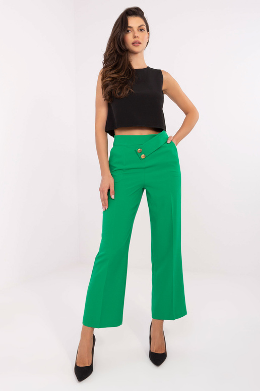 Žalios elegantiško audinio kelnės su...
