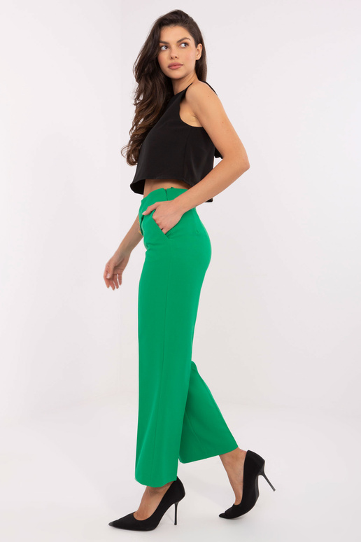 Žalios elegantiško audinio kelnės su...