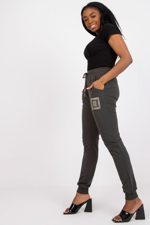 Chaki medvilnės sportiniai kelnaitės