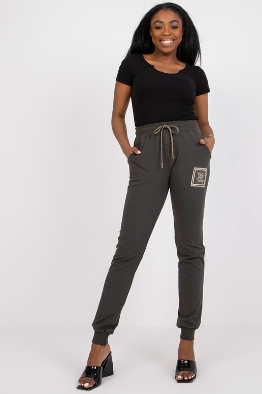 Chaki medvilnės sportiniai kelnaitės