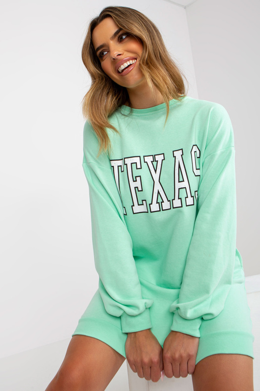 Mėtų ilgas oversized megztinis su raštu Mėtų ilgas oversized megztinis su raštu