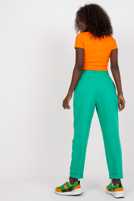 Žalios moteriškos audinio kelnės su...