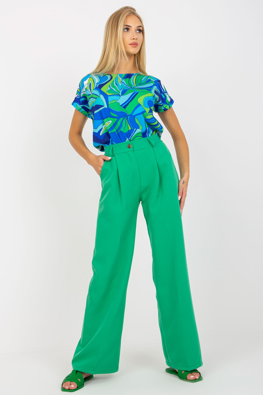 Žalios spalvos plačios kelnės su... Žalios spalvos plačios kelnės su...