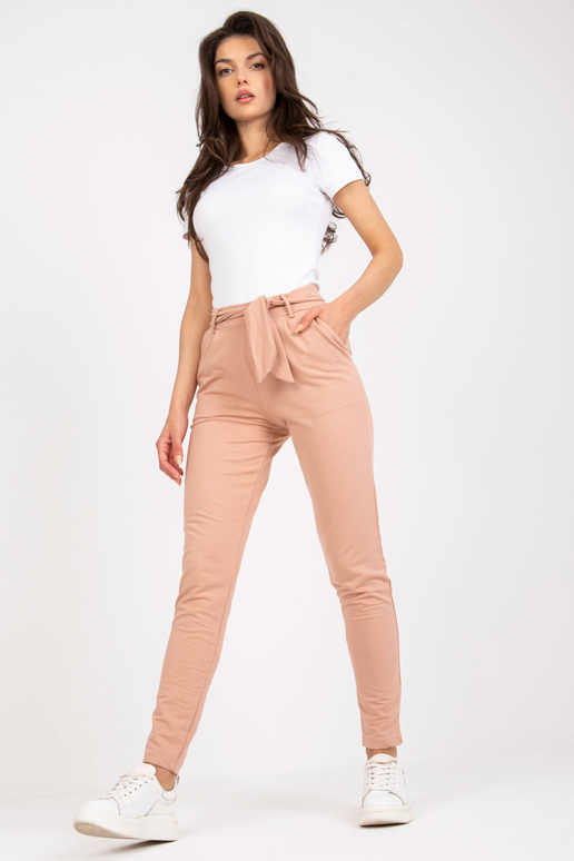 Smėlio spalvos audinio kelnės su...