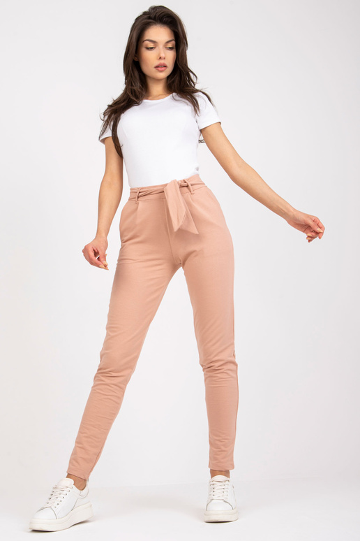 Smėlio spalvos audinio kelnės su...