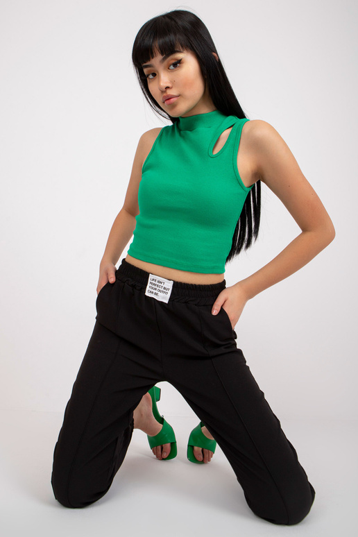 Juodos aukšto juosmens audinio kelnės