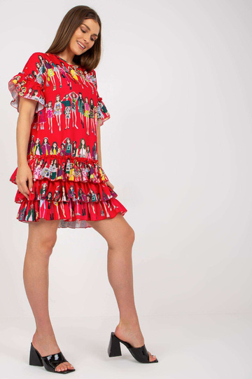 Raudona mini suknelė su...