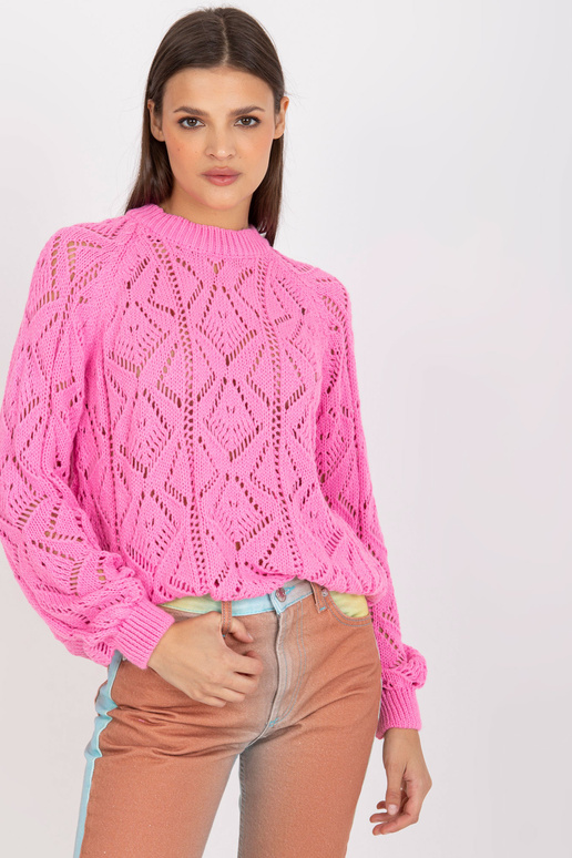Rožinis ažūrinis megztinis klasikinis...