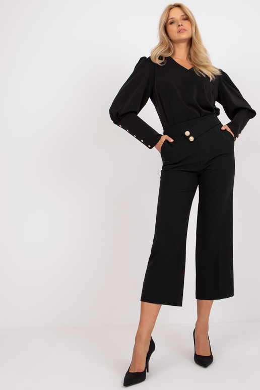 Juodos audinio kelnės 7/8 RUE PARIS Juodos audinio kelnės 7/8 RUE PARIS