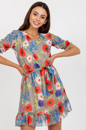 Khaki spalvos gėlėta mini...