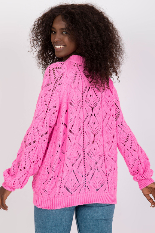 Rožinis megztinis su dekoratyvinėmis...