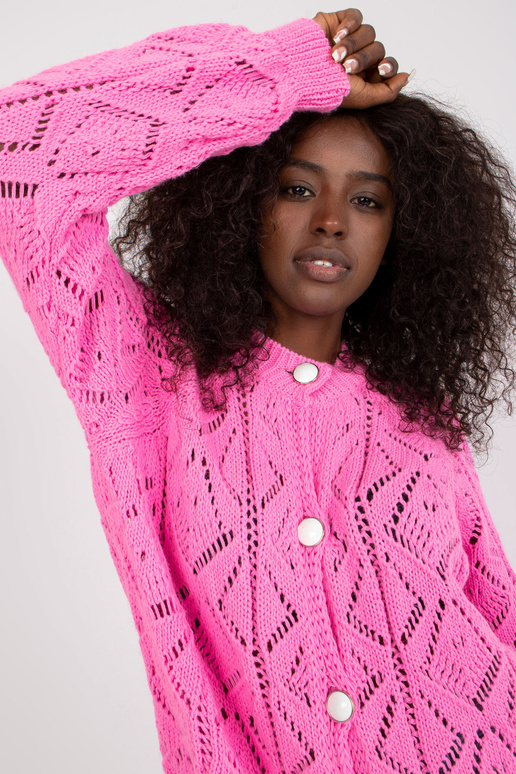 Rožinis megztinis su dekoratyvinėmis...