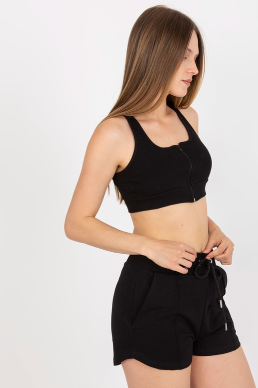 Juodas medvilninis crop top base su...