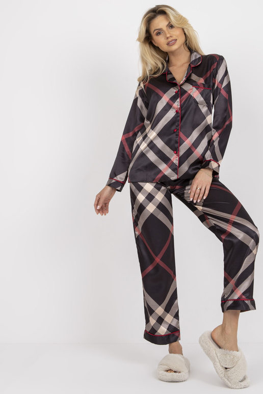 Juoda dirbtinio atlaso pižama su...