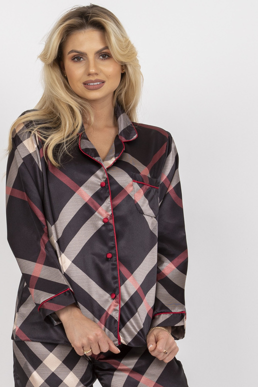 Juoda dirbtinio atlaso pižama su...