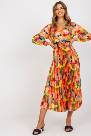 Oranžinė klostuota suknelė...