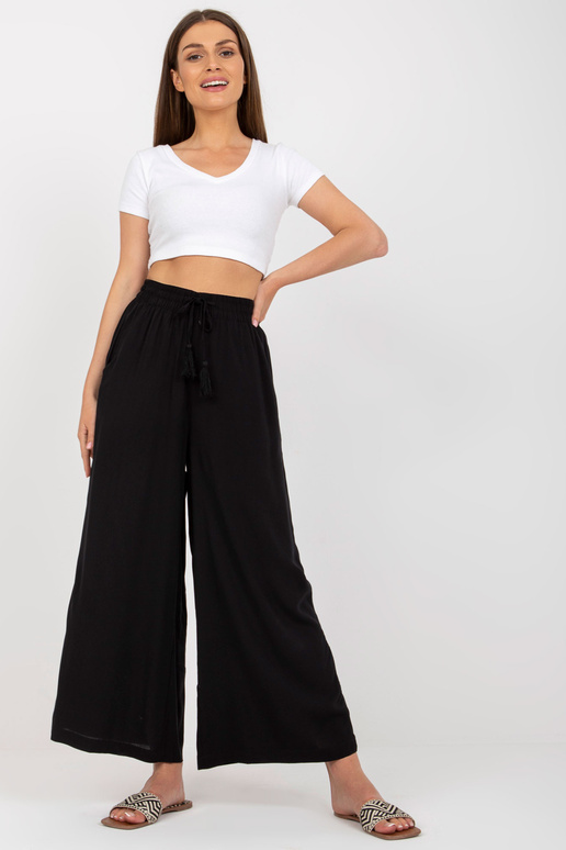 Juodos plataus audinio kelnės su...