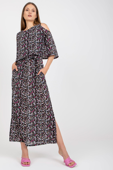 Juoda gėlėta maxi suknelė... 2
