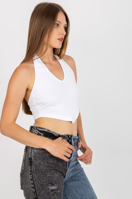 Baltas medvilninis crop top base su... Baltas medvilninis crop top base su...
