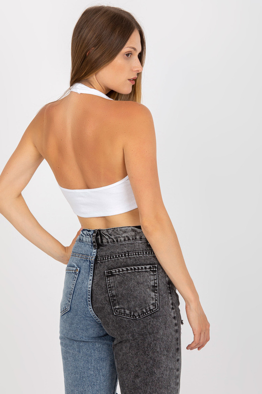 Baltas medvilninis crop top base su... Baltas medvilninis crop top base su...