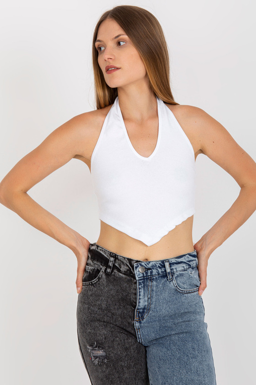 Baltas medvilninis crop top base su... Baltas medvilninis crop top base su...