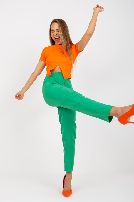 Žalios moteriškos kelnės aukštu...