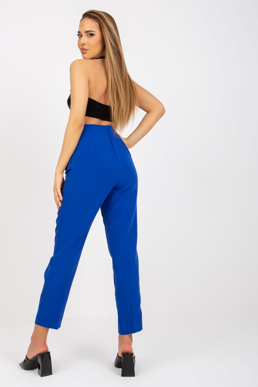 Kobalto tiesios kojos audinio kelnės