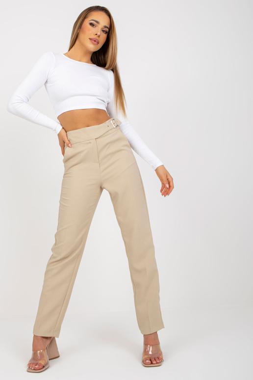 Smėlio spalvos moteriškos kelnės iš...