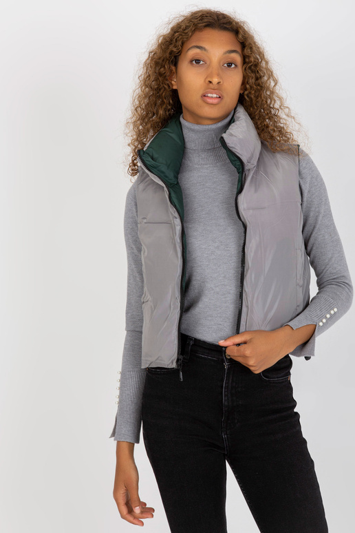 Tamsiai žalia trumpa pūkinė liemenė... Tamsiai žalia trumpa pūkinė liemenė...