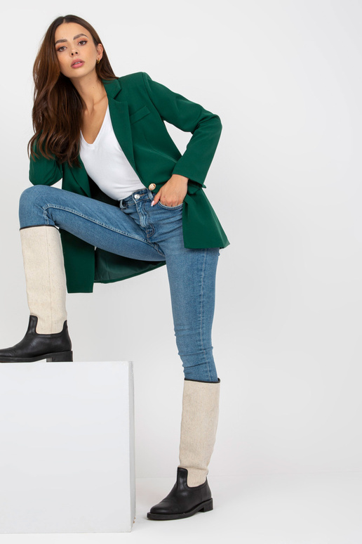 Tamsiai žalia elegantiška striukė iš... Tamsiai žalia elegantiška striukė iš...