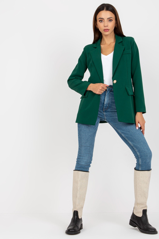 Tamsiai žalia elegantiška striukė iš... Tamsiai žalia elegantiška striukė iš...