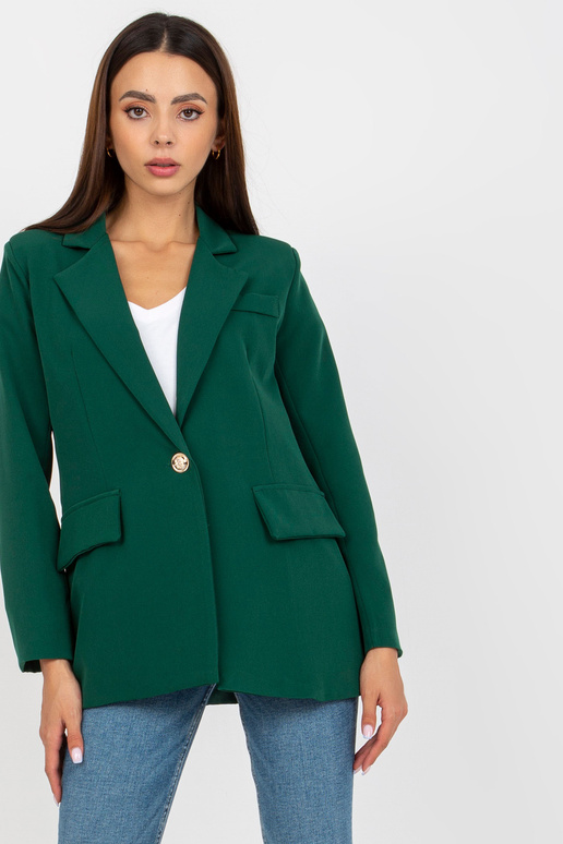 Tamsiai žalia elegantiška striukė iš... Tamsiai žalia elegantiška striukė iš...