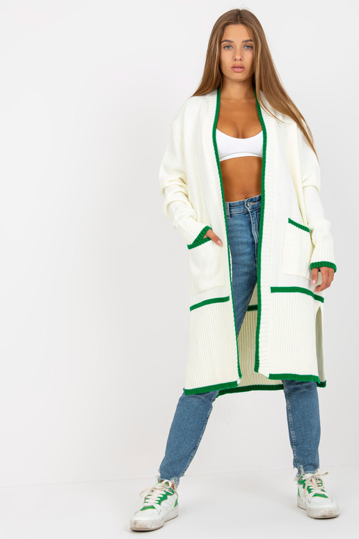 Ecru-žalias laisvas megztinis su...