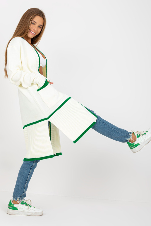 Ecru-žalias laisvas megztinis su...