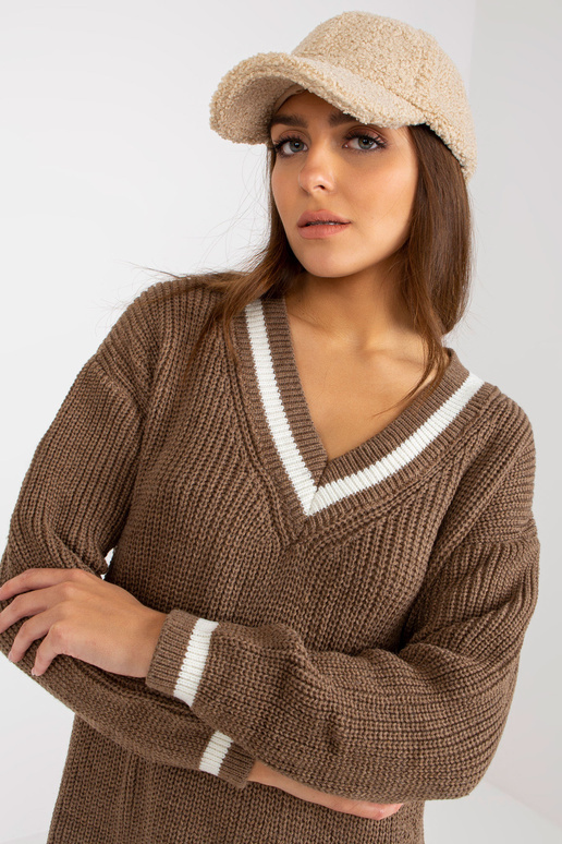 Ruda megzta suknelė su V kaklu RUE PARIS