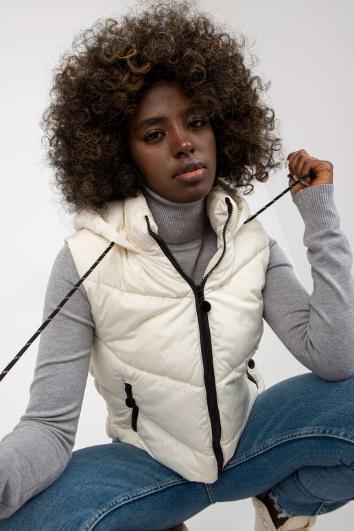 Ecru trumpa dygsniuota liemenė su...