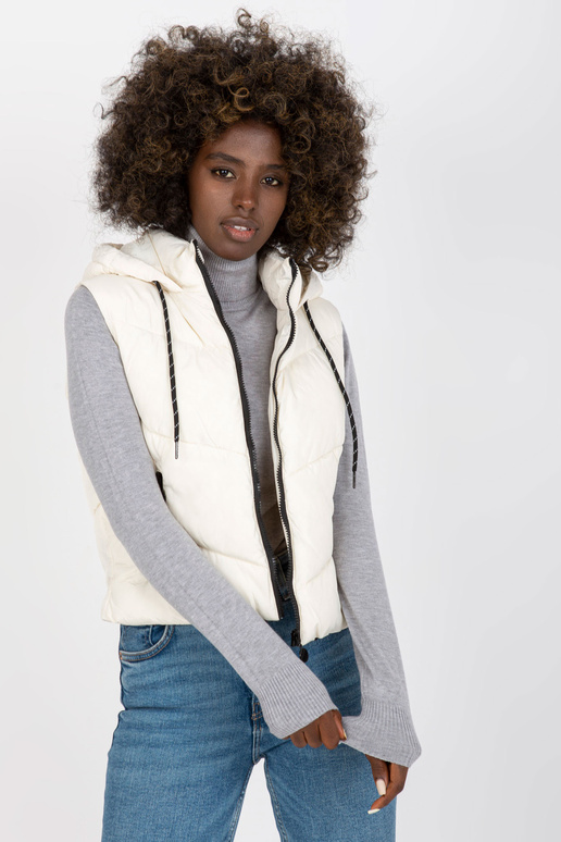 Ecru trumpa dygsniuota liemenė su...