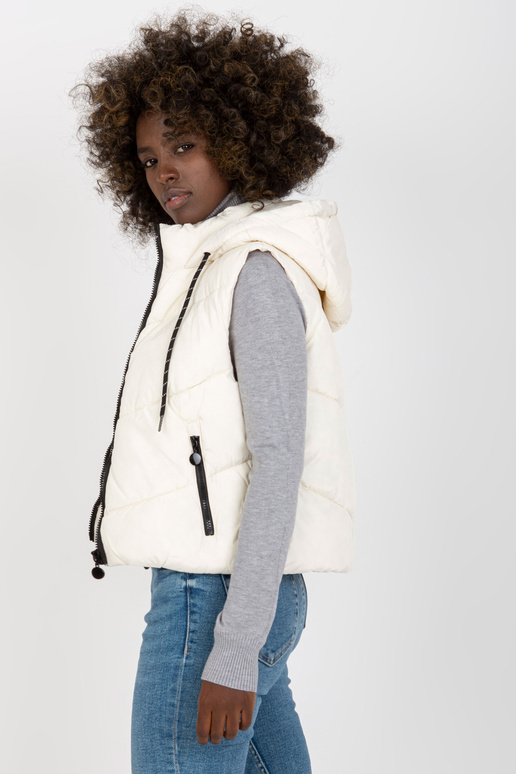 Ecru trumpa dygsniuota liemenė su...