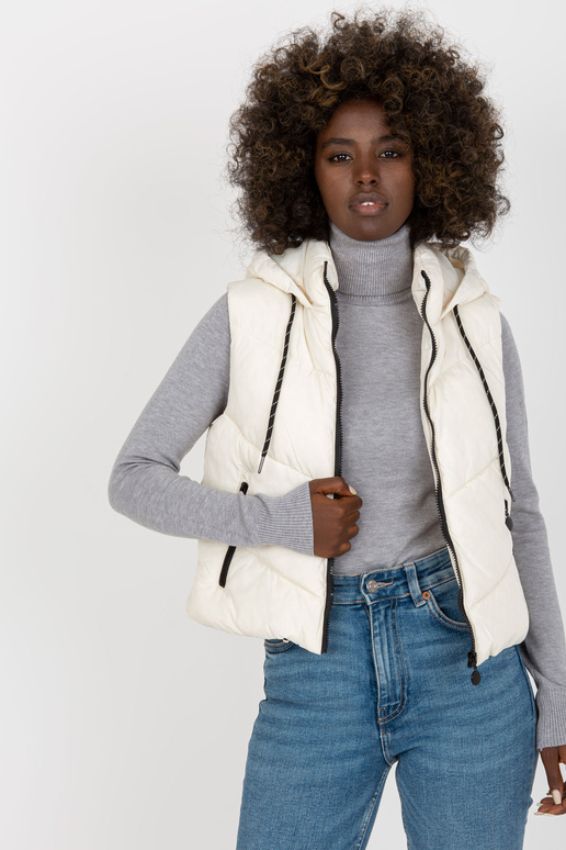 Ecru trumpa dygsniuota liemenė su...