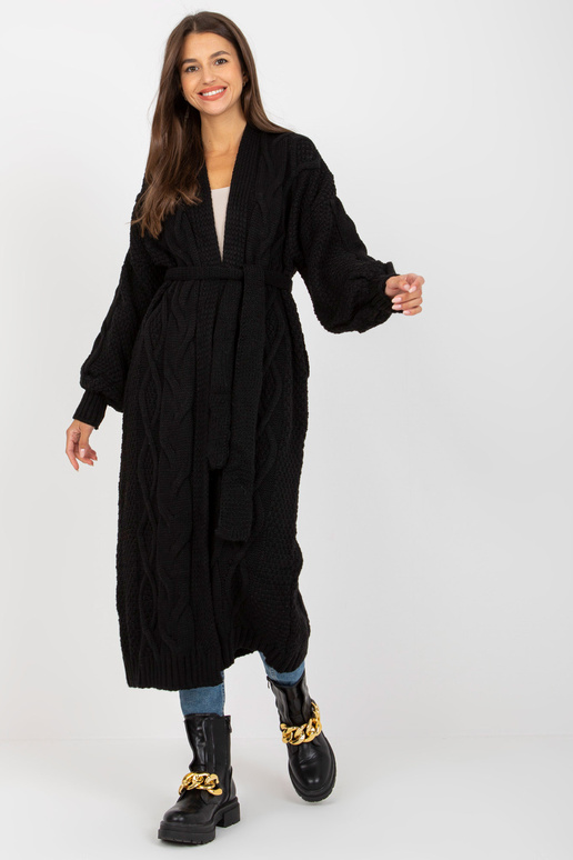 Juodas ilgas megztinis su pynėmis RUE...