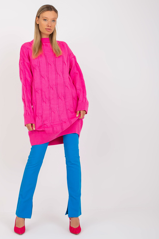 Fluo rožinė mini suknelė su stačia...