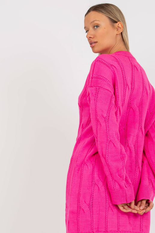 Fluo rožinė mini suknelė su stačia...