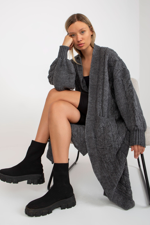 Tamsiai pilkas maksi megztinis su...