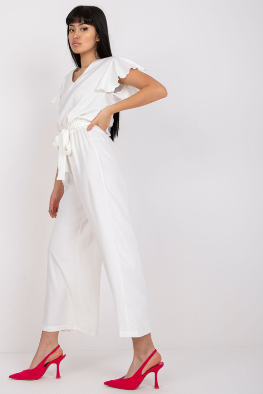 Ecru moteriškas kombinezonas su įrišimu