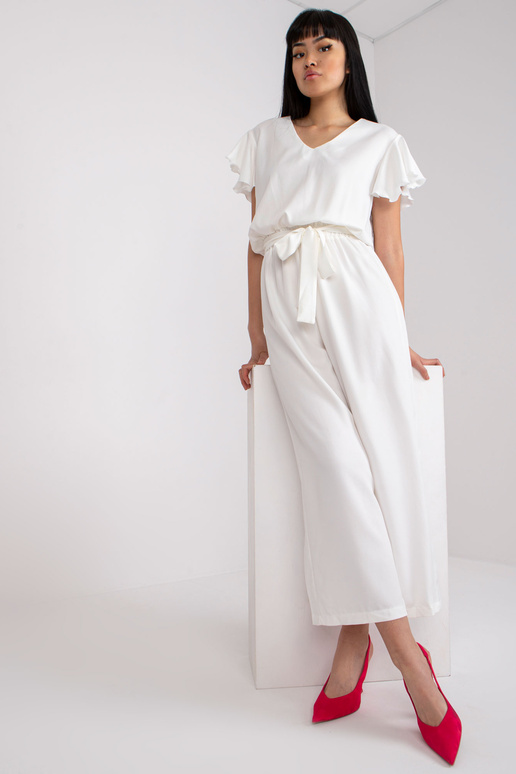 Ecru moteriškas kombinezonas su įrišimu